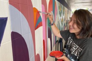 Kidderminster college students painting the Comberton Hill Underpass