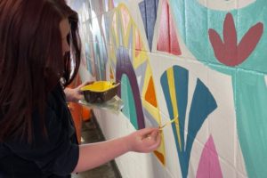 Kidderminster college students painting the Comberton Hill Underpass
