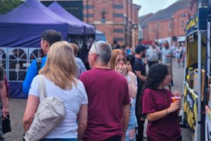 crowd and stalls