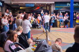 crowd in swan centre